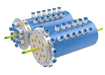 12 passage rotary union with electrical slip ring