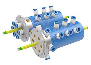 6 passage rotary union with electrical slip ring